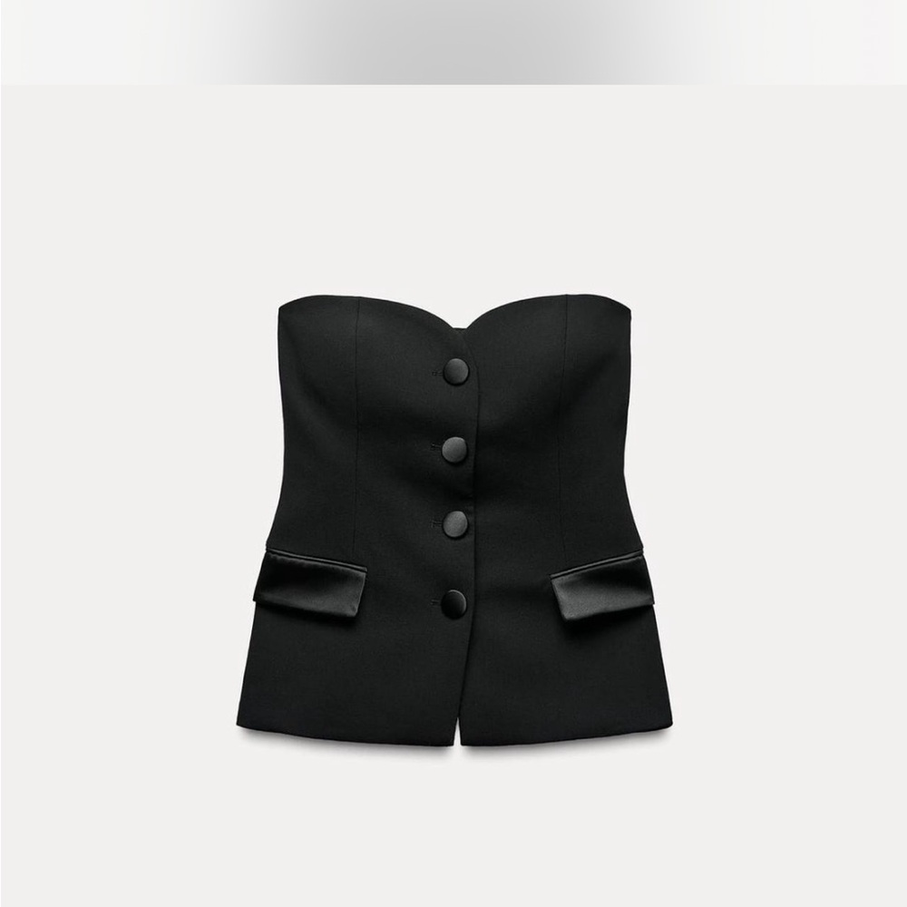 ZARA Black Tuxedo Strapless Sweetheart
Neck Vest Top NWOT